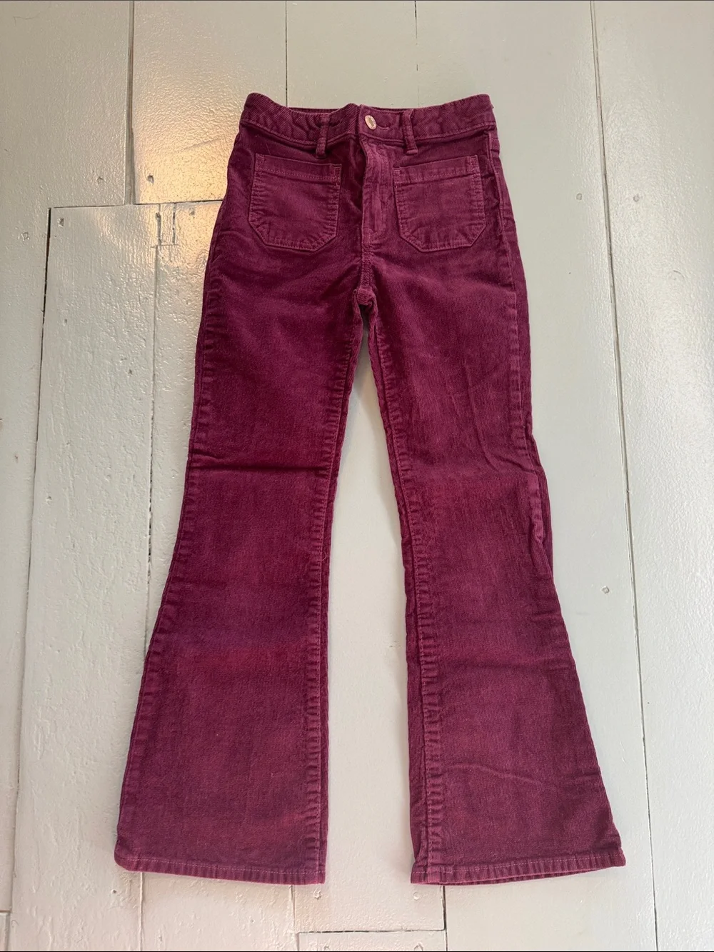 Girls Corduroy Flare Jeans in Deep Wine size 10